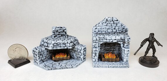 Painted Stone Fireplace Tavern Terrain / 3d Printed Miniature