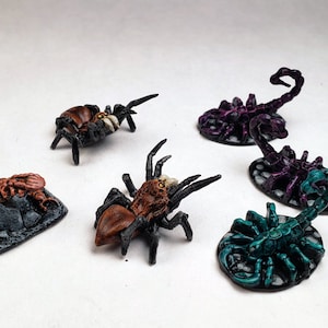 Giant spider centipede and scorpion / Painted Reaper bones miniature / DnD Pathfinder D&D Dungeons and Dragons wargaming RPG / Feypainting