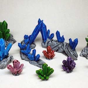 CUSTOM Painted Underdark gemstone crystal formations 3d printed Terrain miniatures D&D DnD Pathfinder Dungeons And Dragons RPG / Feypainting