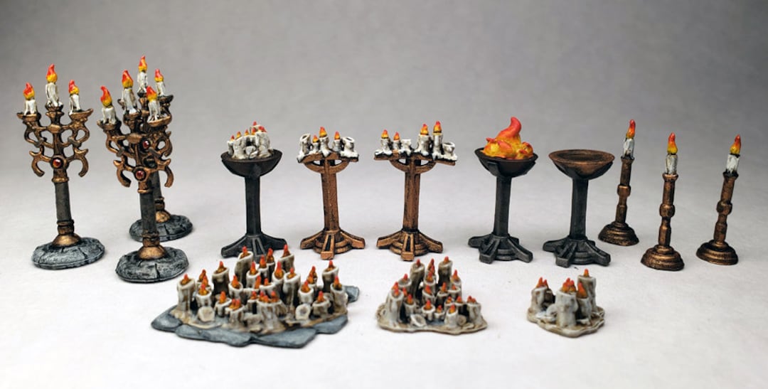 Candelabra, Brazier, Candles on Brass Stand / Painted Reaper Miniatures / Dnd Pathfinder
