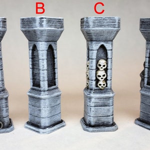 Painted dungeon columns and pillars / DnD Pathfinder terrain Frostgrave D&D wargaming RPG tabletop wargaming dragons Frosthaven Feypainting