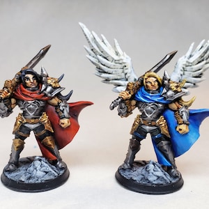 Human and Aasimar male paladin painted miniature / Gloomhaven wargaming DnD Pathfinder Frostgrave  D&D Role playing WFB / Feypainting