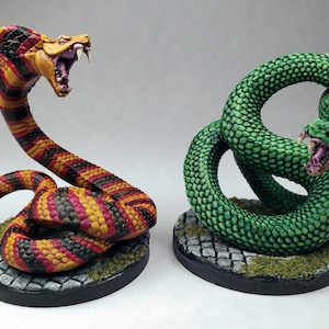 Custom painted giant snake miniatures 3d print Resin / Pathfinder Frostgrave Dungeons And Dragons D&D wargaming DnD RPG WFB / Feypainting