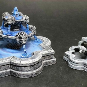 Painted city fountain empty or full / resin printed terrain miniature D&D DnD Pathfinder Frostgrave Dungeons and Dragons WFB RPG Feypainting