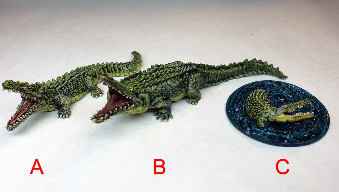 Painted Crocodile Miniature - Dire, Giant, Regular / Dnd