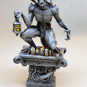 ペイントされた悪魔の像ミニ地形墓地ダンジョン町の広場 / 地形ミニチュア D&D DnD パスファインダー 2E フロストグレイブ グルームヘイブン スチームパンク