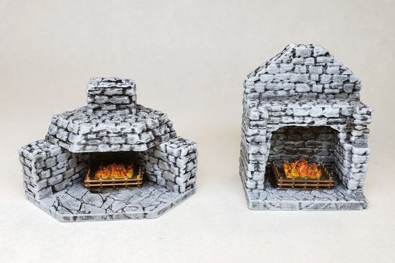 Painted Stone Fireplace Tavern Terrain / 3d Printed Miniature