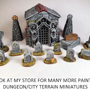 Graveyard (1) terrain mausoleum tombstones angel statue tomb grave coffin / Painted Terrain miniatures D&D / DnD Pathfinder Frostgrave witch