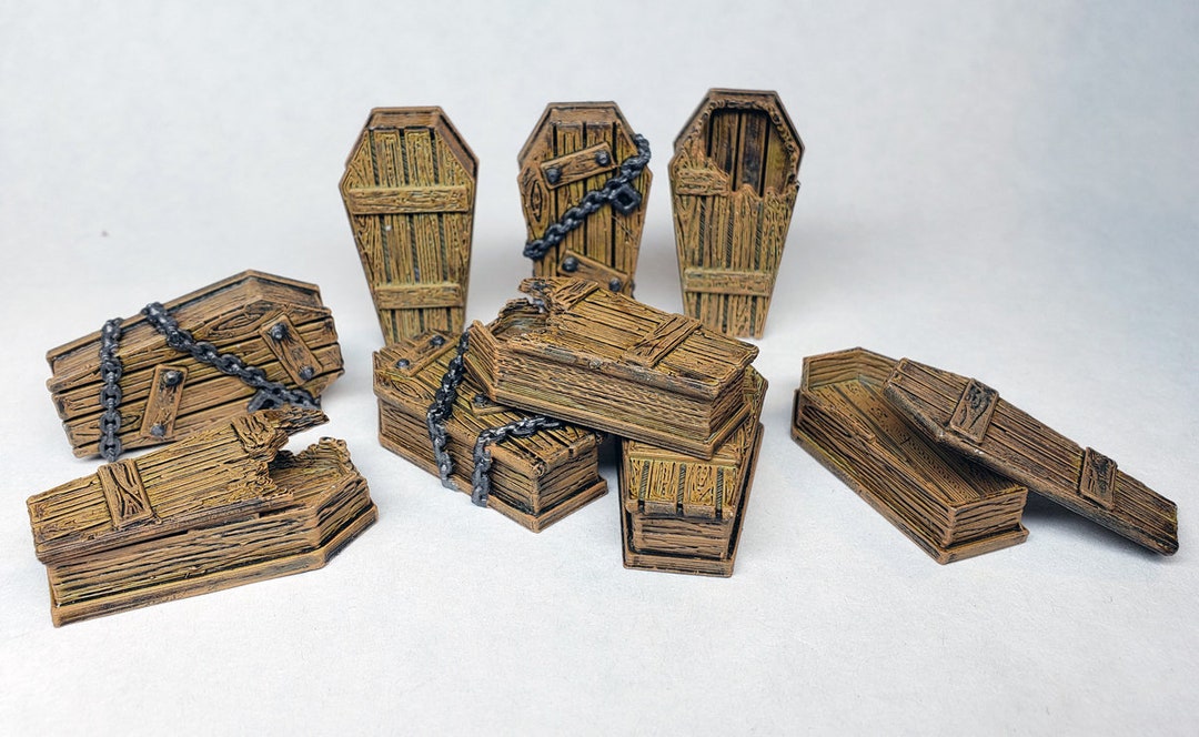 Painted Broken and Sealed Coffin Miniature Dungeon D&D Etsy