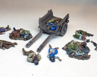 Geschilderde 28 mm lijken van gewone mensen strijd dood pest verstrooiing kerkers terrein landschap miniatuur Reaper D&D TTRPG Pathfinder Frostgrave