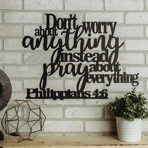 Philippians 4:6 Don't Worry Pray Metal Bible Sign Home Decor