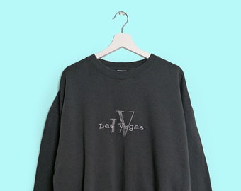 Vintage 90's LAS VEGAS Embroidery Logo Unisex Sweatshirt  Crewneck Jumper  - size XL