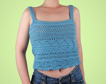 UNITED Colors of BENETTON Vintage 90&#39;s Y2K Wool Blend Knit Crochet Crop Top Vest Cottage Core Boho - size S and M