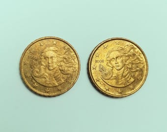 イタリア 2002 年「VENUS」コインペンダント、本物の 10 ユーロセント