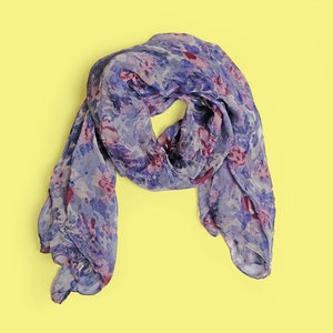 Large Scarf Sheer Shawl Viscose Floral Pattern Made in India 175x110 cm