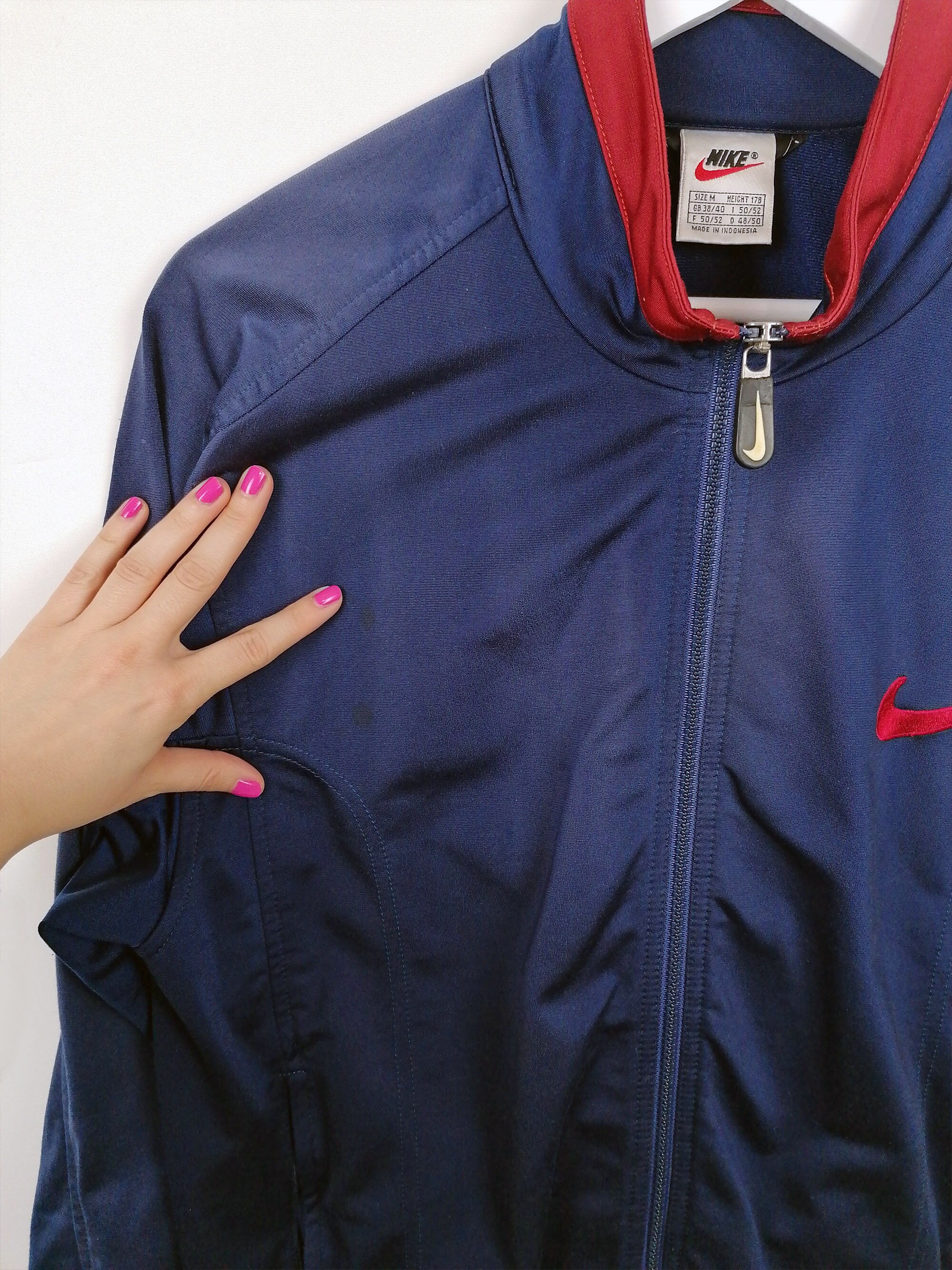 NIKE Vintage 90's Track Jacket Sleeve Spell-out Logo Navy NIKE Vintage 90's Track Jacket Sleeve Spell-out Logo Navy