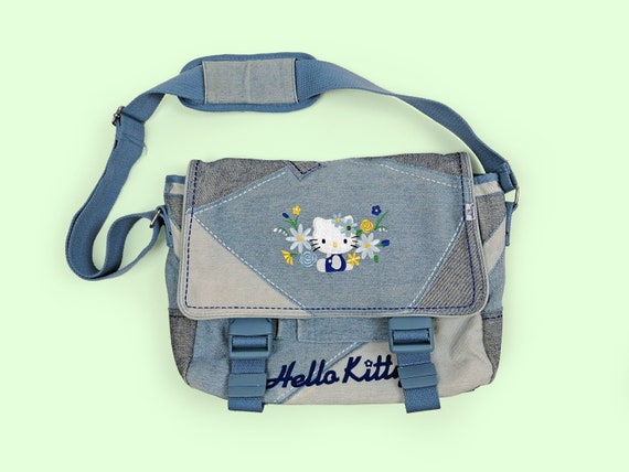 HELLO KITTY Vintage Y2K Patchwork Denim Cross-body Bag Original  