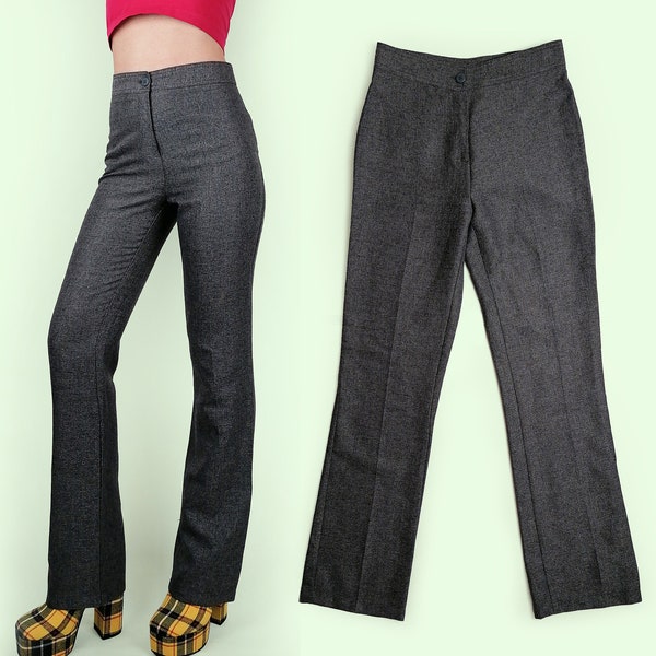 PIMKIE 90's Y2K 2000s High Waist Classic Trousers Straight Grey - size XS - S / F 38 / D 36