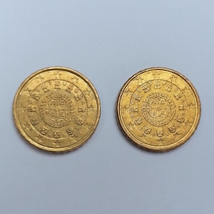 SET de 2 Monedas - Moneda de 10 Céntimos de Euro 2002 Portugal - Moneda Europea Colección Numismática Colección Regalo