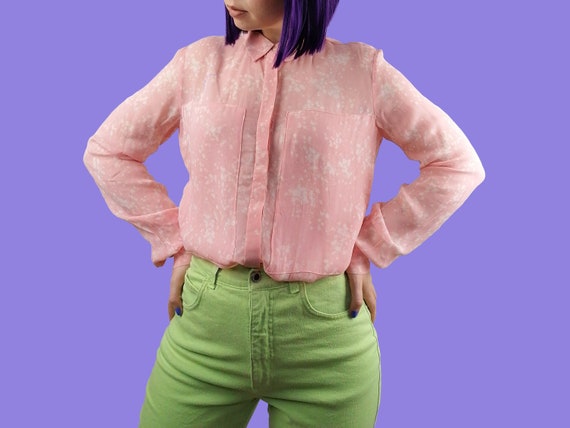 InWear Vintage 90's Sheer Silk Pink Blouse / Shirt