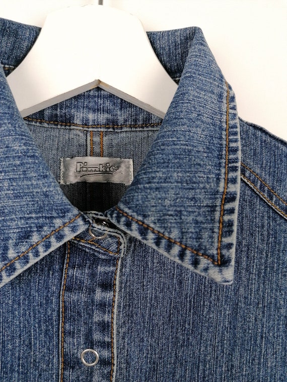 PIMKIE Vintage 90 s Button Down Jean Denim Dress Pencil Skirt
