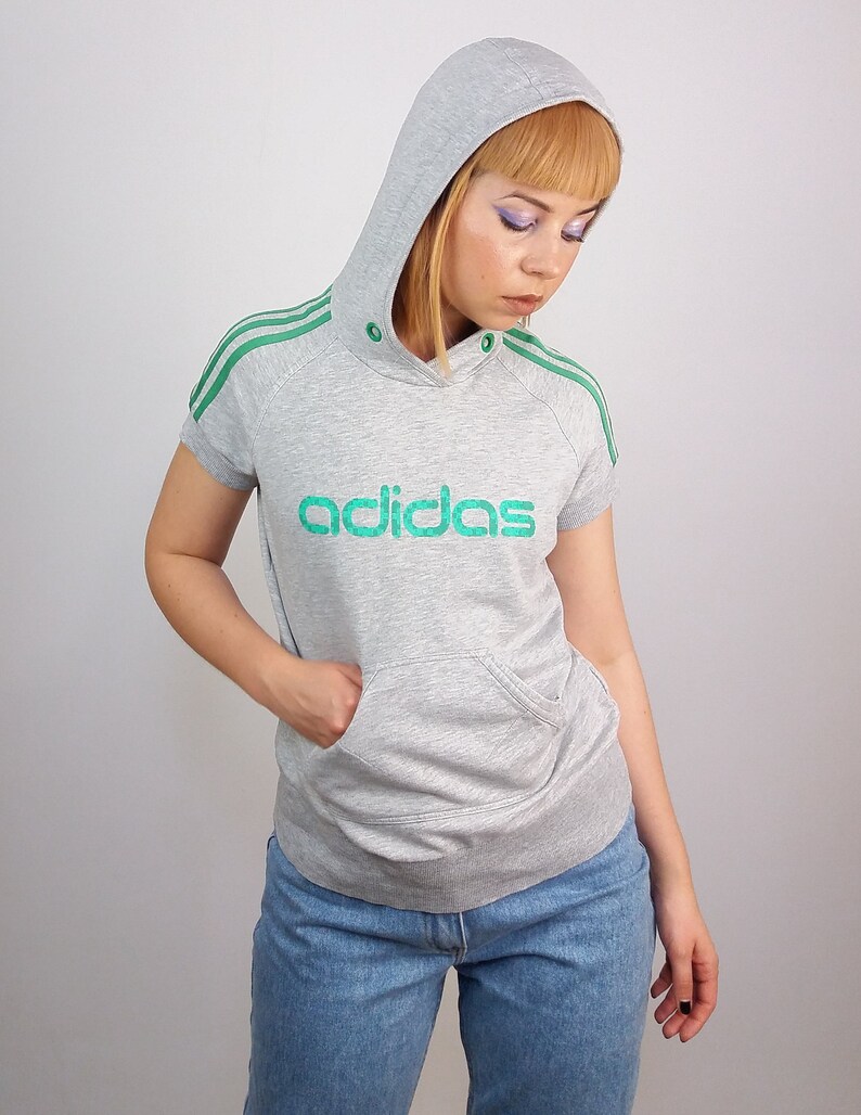 adidas short sleeve hoodie womens