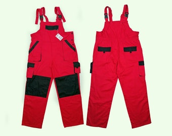 CERVA Mechanic Red Salopette XL / Salopette à bretelles / Salopette de travail / Pantalon utilitaire / Vêtements de travail - taille 62 / XXL