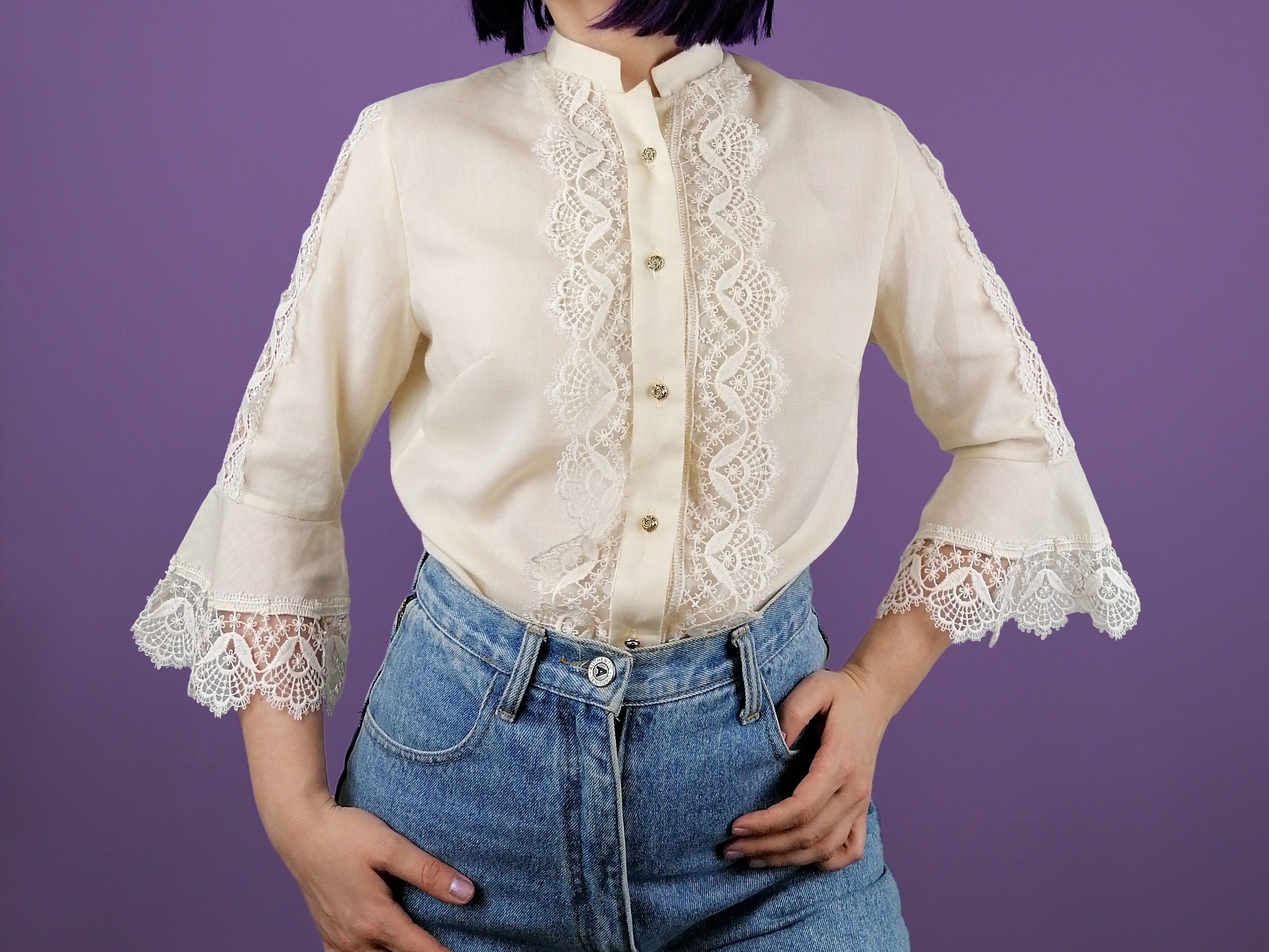Cotton Lace Blouse - Etsy