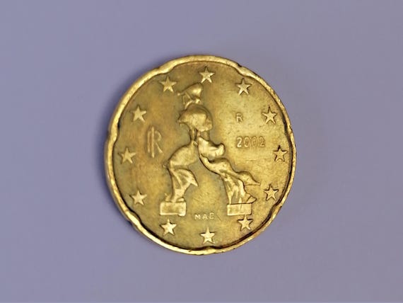 希少な20ユーロセントコイン 2002年 イタリア - ボッチョーニの彫刻