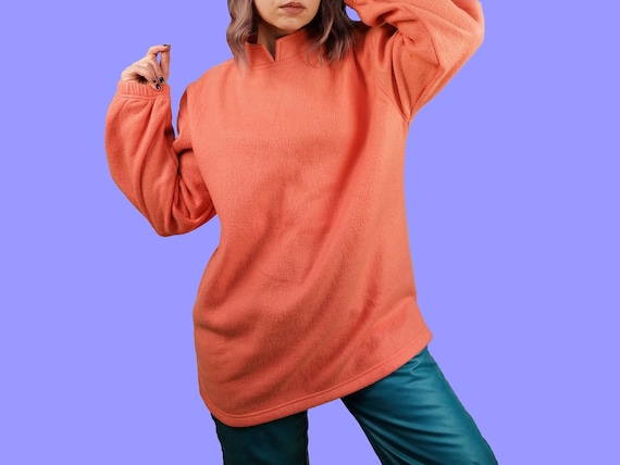 Vintage 90's Soft Fleece Thermal Sweater in Coral Pink - Etsy