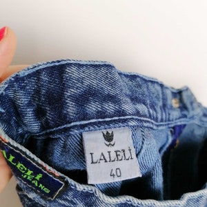 Vintage 80's 90's LALELI Acidwash Denim Skirt High Waist Denim Jeans Pencil Skirt - size S-M image 6