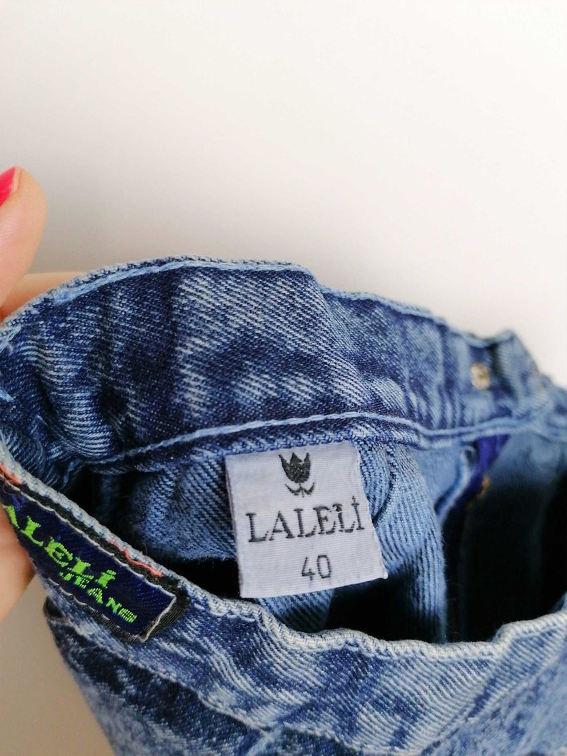 Vintage 80's 90's LALELI Acidwash Denim Skirt High Waist Denim Jeans Pencil Skirt - size S-M image 6
