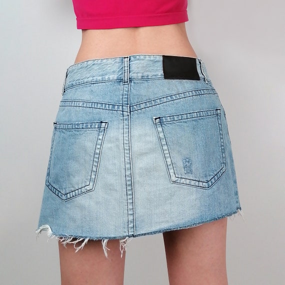 Buy DKNY Jeans Vintage Y2K Denim Mini-skirt Frayed Hem Distressed 
