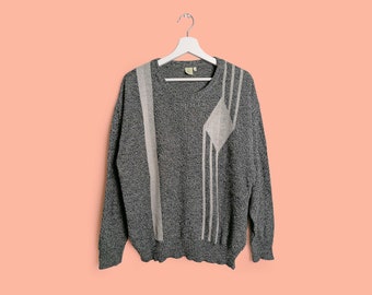 Vintage 80's Retro Pattern Unisex Sweater Oversized Pullover - size M-L