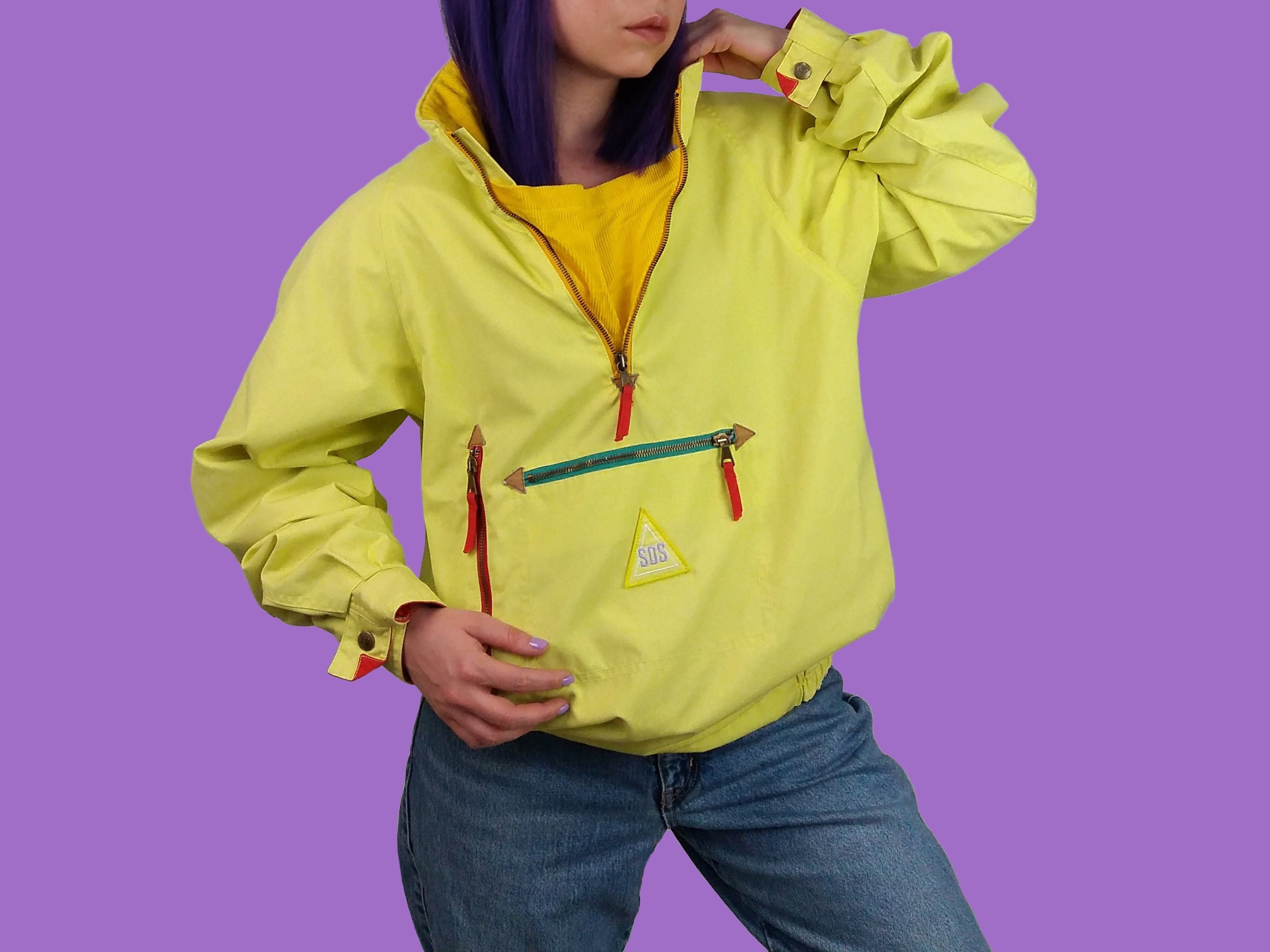 SOS Sportswear of Sweden Vintage 80's Unisex Lightweight Ski Jacket 1/4 Zip  Pullover Lemon Yellow -  Canada