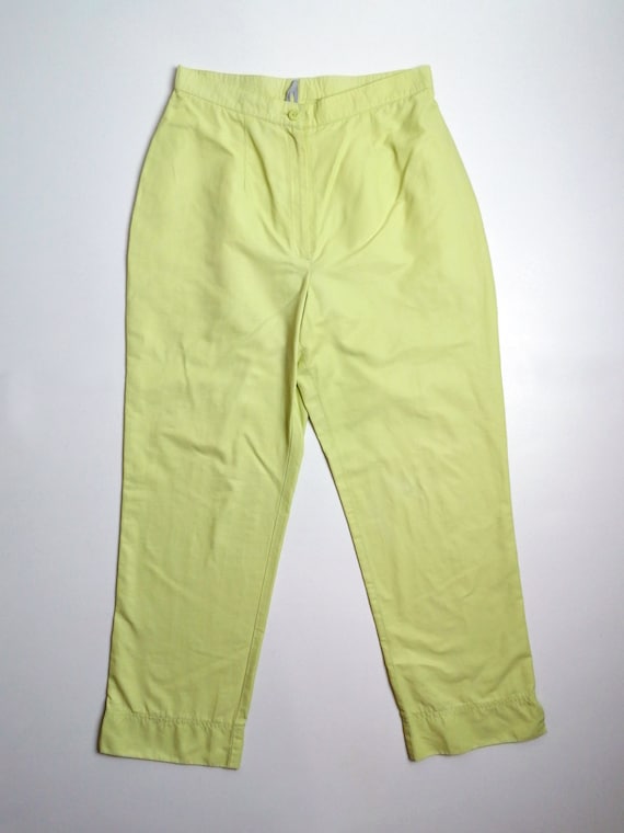 Vintage 90's Light Lime Green High Waist Trousers… - image 2