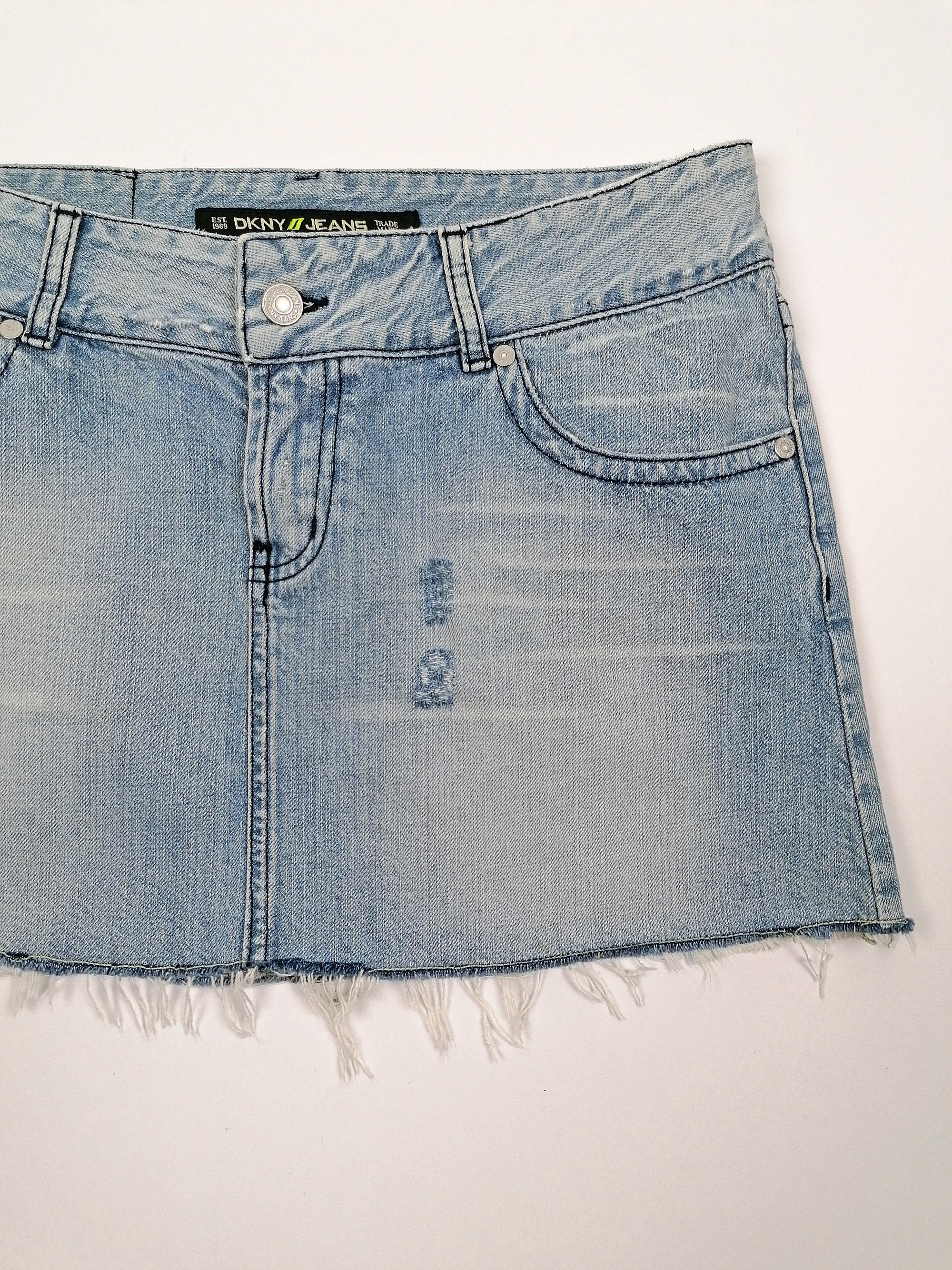 Buy DKNY Jeans Vintage Y2K Denim Mini-skirt Frayed Hem Distressed 