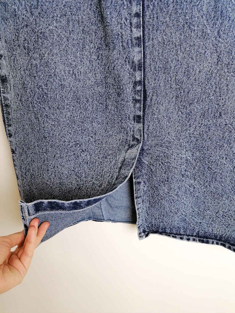 Vintage 80's 90's LALELI Acidwash Denim Skirt High Waist Denim Jeans Pencil Skirt - size S-M image 5