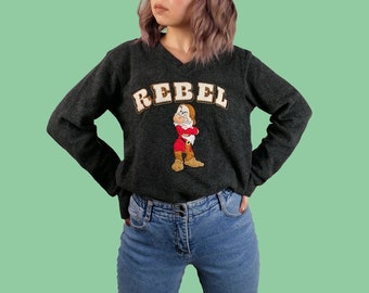 Vintage 90-tals Snövit Disney Grumpy Fleece Vintertröja Dam - storlek S