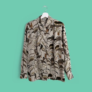 Vintage 80&#39;s Abstract Print Patterned Blouse