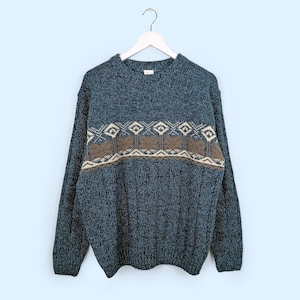 Vintage 80&#39;s 90&#39;s Unisex Retro Pattern Sweater Grandpa Christmas Pullover  - size XL