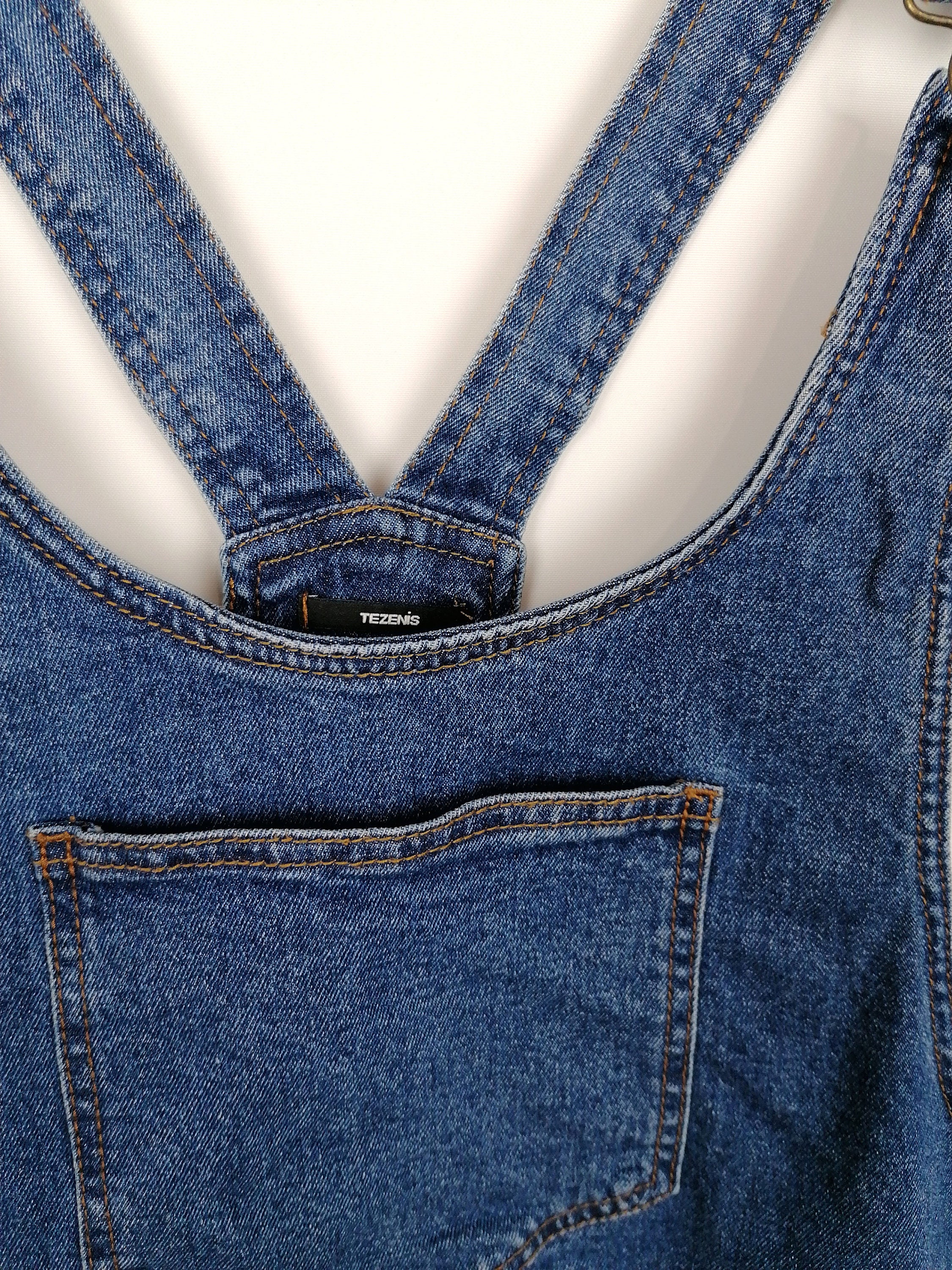 TEZENIS Denim Pinafore Robe Bib et Bretelle Salopette Jeans Jupe