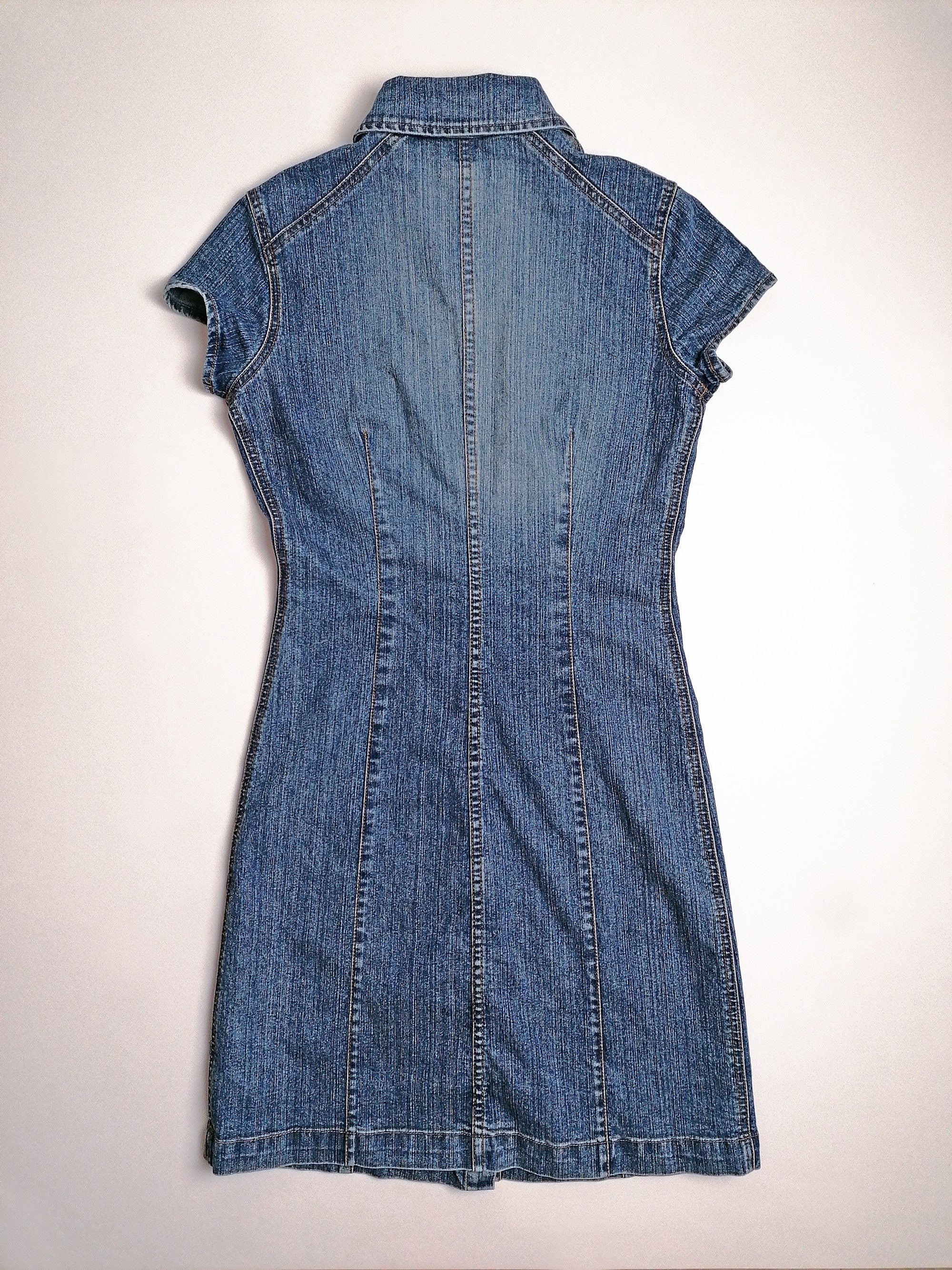 PIMKIE Vintage 90's Button Down Jean Denim Dress Pencil Skirt Snaps Closure  - Size XS-S - Etsy