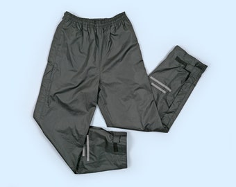 CRANE Vintage 90's Unisex Soft Shell Side  Side Zipper Tearaway Track Pants / Shell Pants / Windbreaker Pants Gorpcore - size S-M
