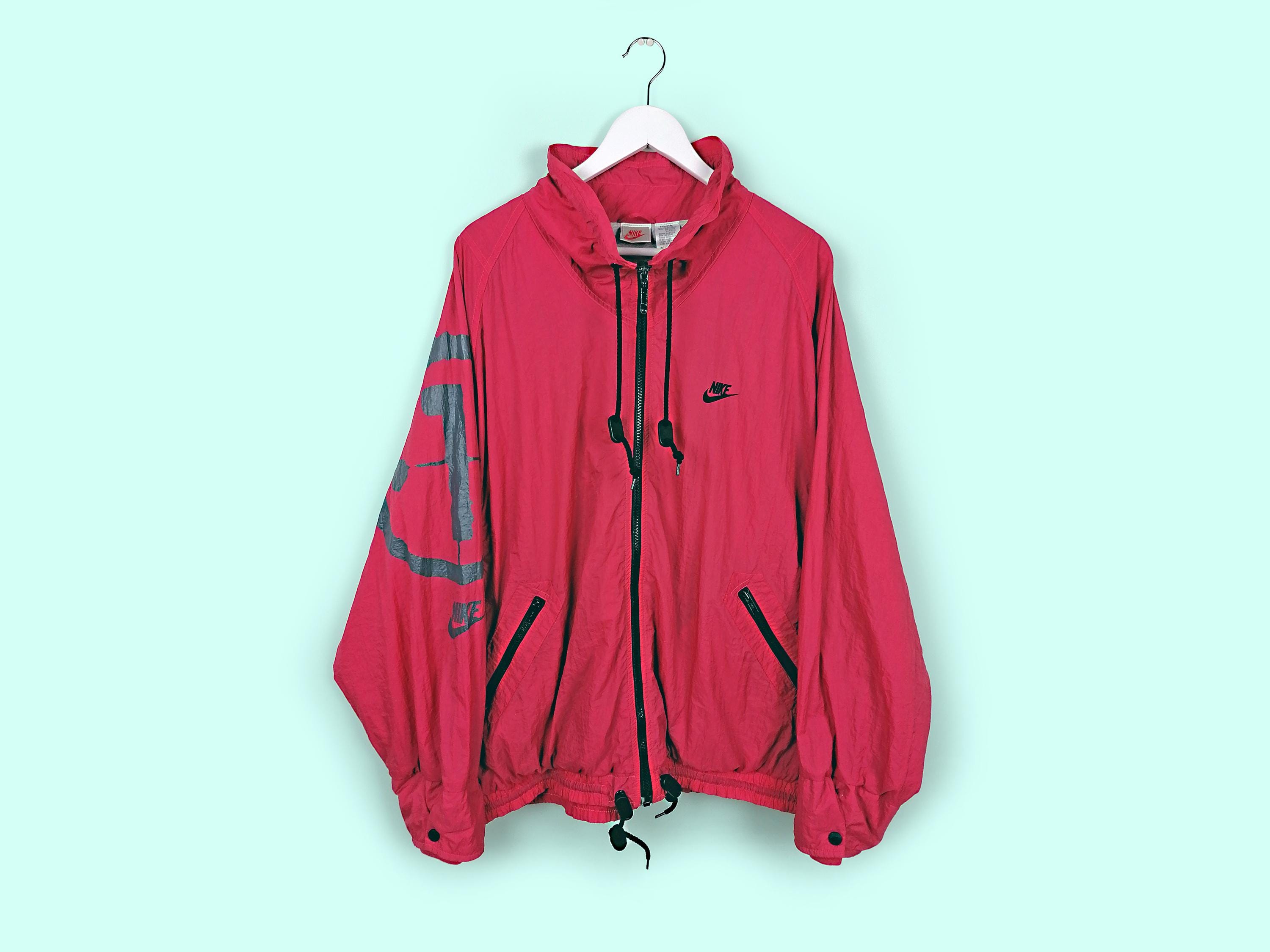 NIKE Vintage 90's Grey Tag Unisex Pink Shell Track Jacket
