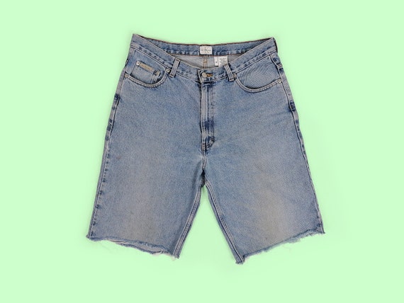 Denim 34 CK Shorts Calvin Klein - Etsy Men Vintage Jeans Blue Stone-wash 90\'s Cropped W Cut-off Jeans