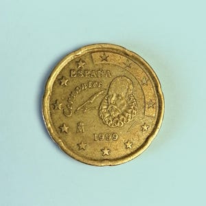 Rare 20 euro cent Coin 1999 Spain Cervantes Collectible Coin Numismatic Spanish Coin Collection Gift Nordic Gold España