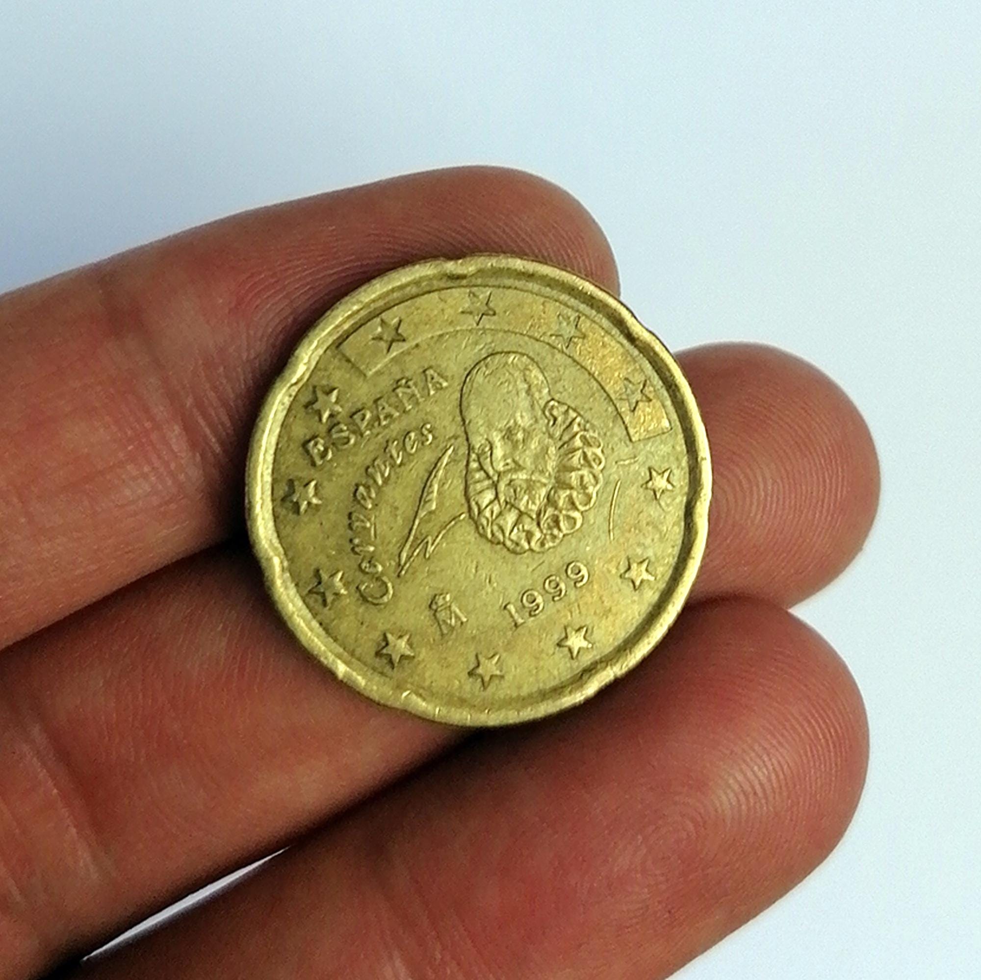 希少 20 ユーロ セント コイン 1999 スペイン セルバンテス 収集用