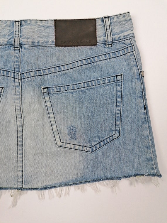 Buy DKNY Jeans Vintage Y2K Denim Mini-skirt Frayed Hem Distressed 