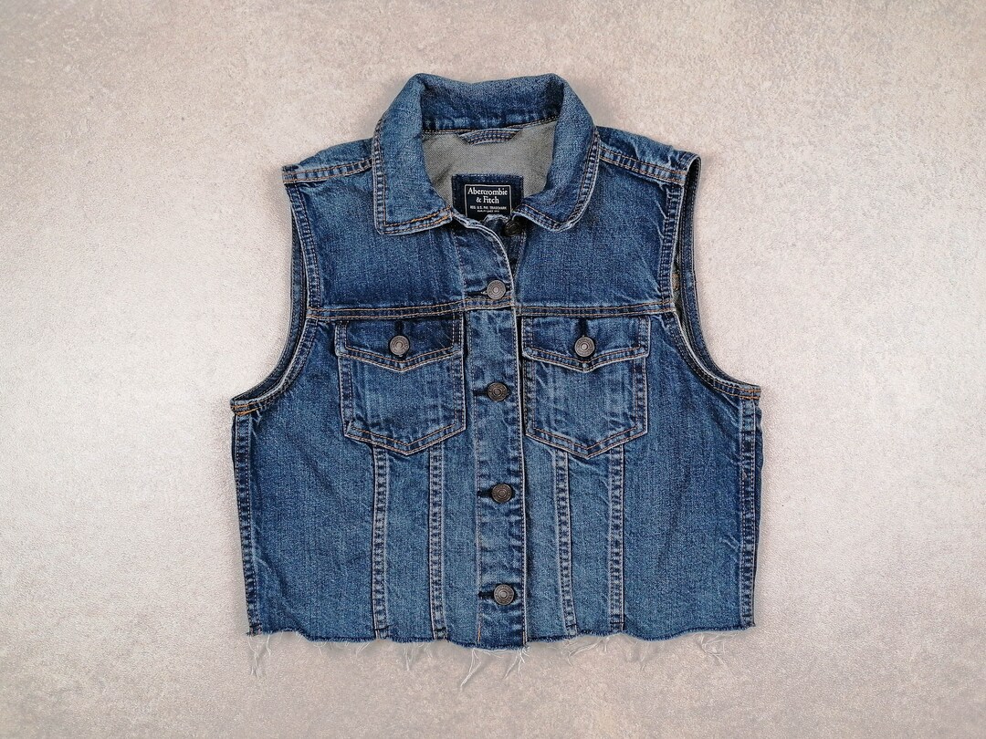 【DISCERNMENT】23SS★ DISCERNMENT's made denim crop vest Adoeren Women Y2k Button Down Denim Vest Sleeveless Open